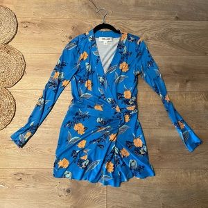 Diane von Furstenberg DVF Silese tile blue romper jumpsuit